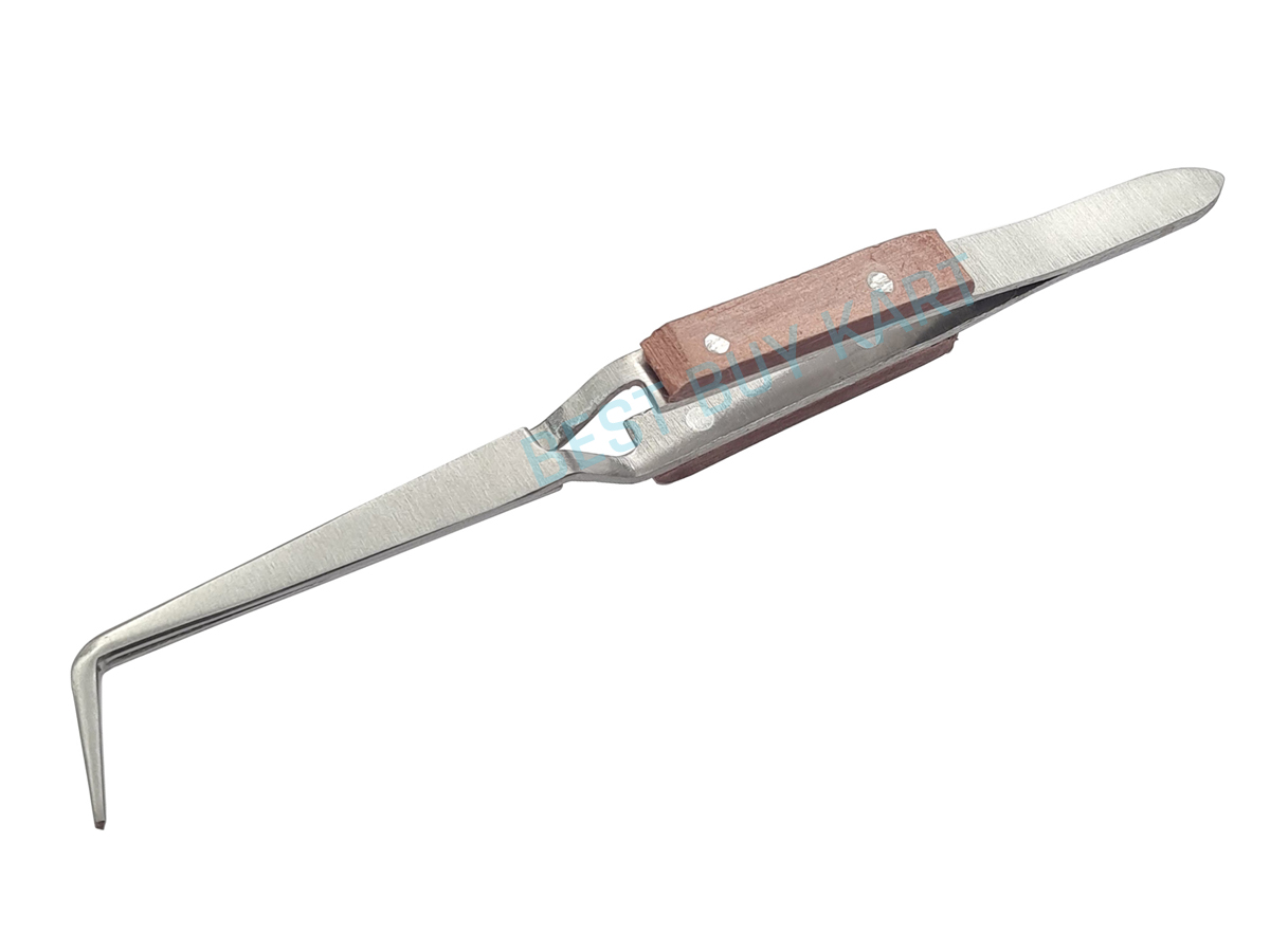 90º Bent Tip Fiber Grip Cross Locking Tweezers - Cross lock Soldering Jewelry Tool