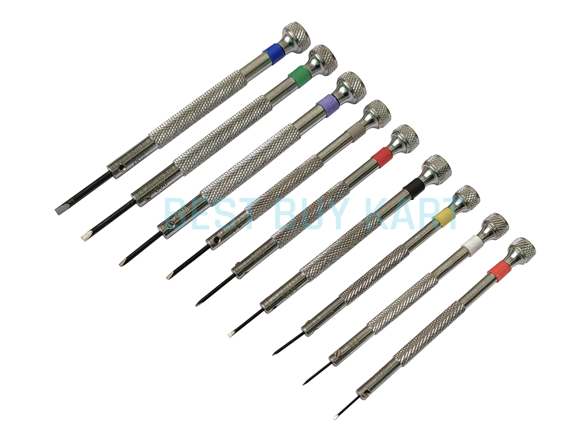 Screw Driver Set of 9 with Spare Blades Packed in Pouch